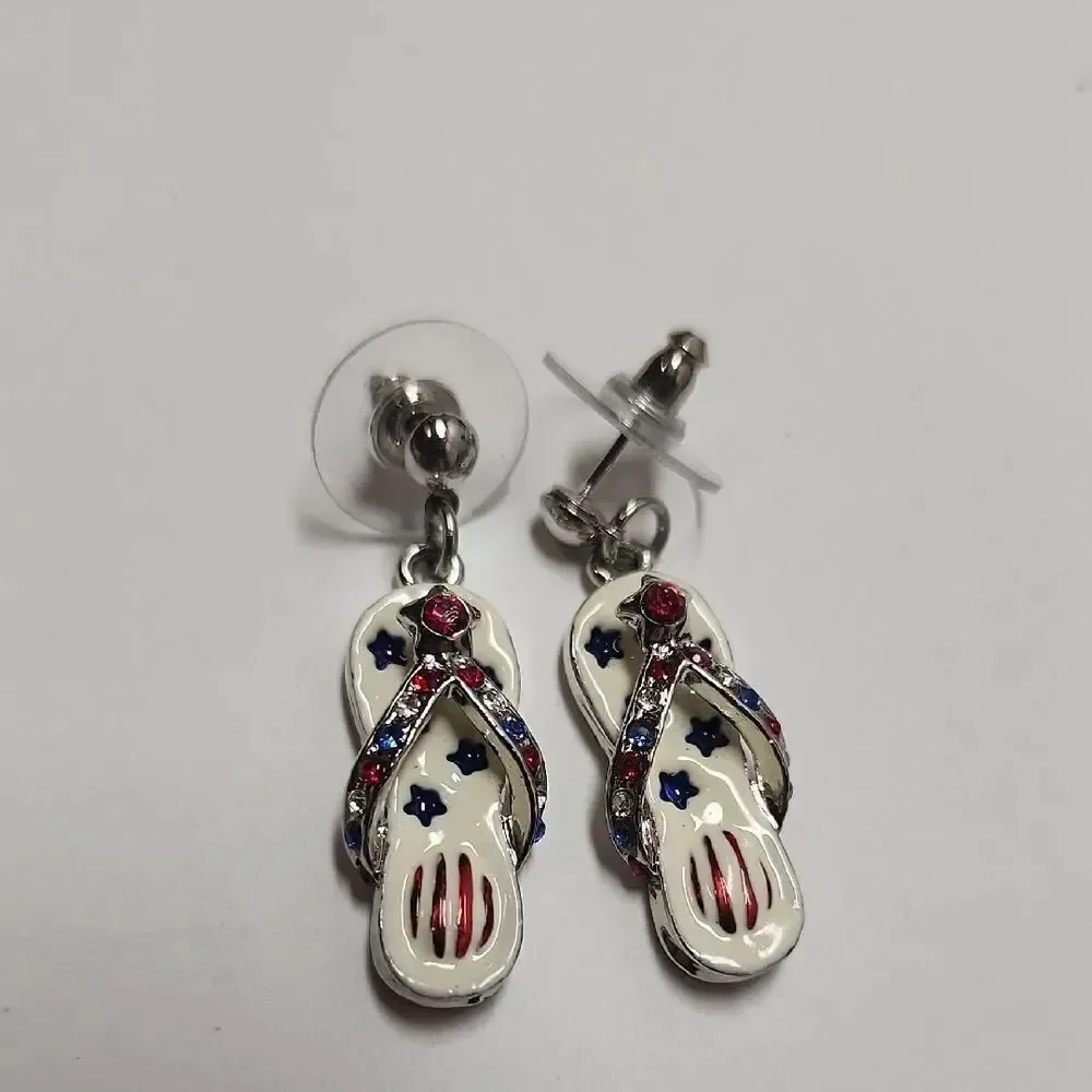 Red White and Blue Flip Flop Earrings